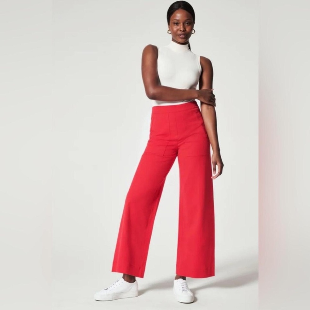 NWT - SPANX On-the-Go Bold Red Wide-Leg Pants - Petite Small